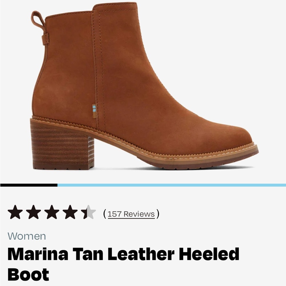 Toms Marina Tan Leather Heeled Boot